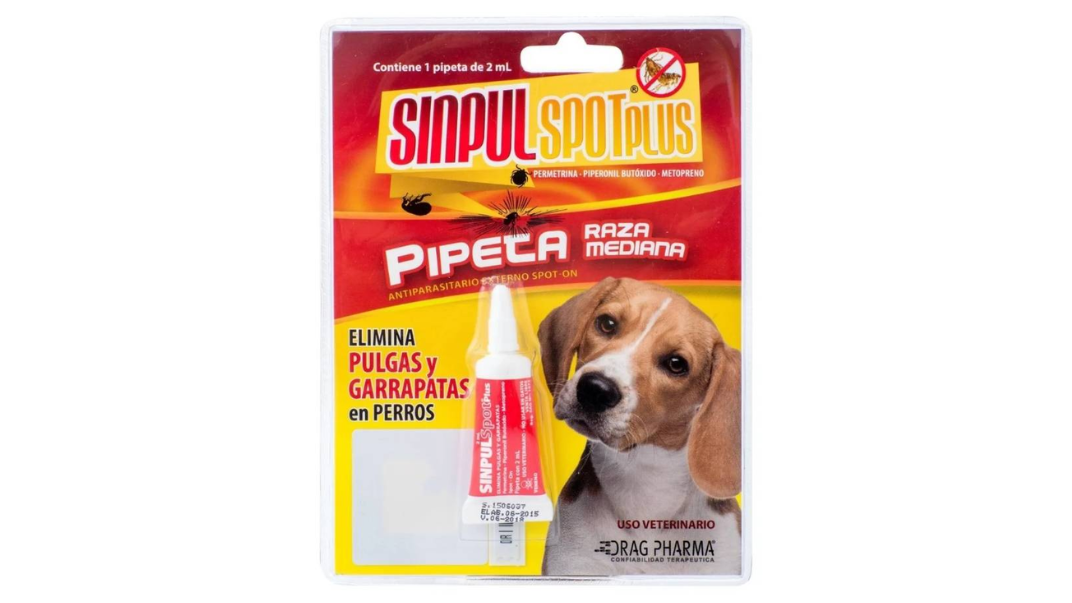 SINPUL SPOT PLUS RAZA MEDIANA ELIMINA PULGAS Y GARRAPATAS X 1 PIPETA