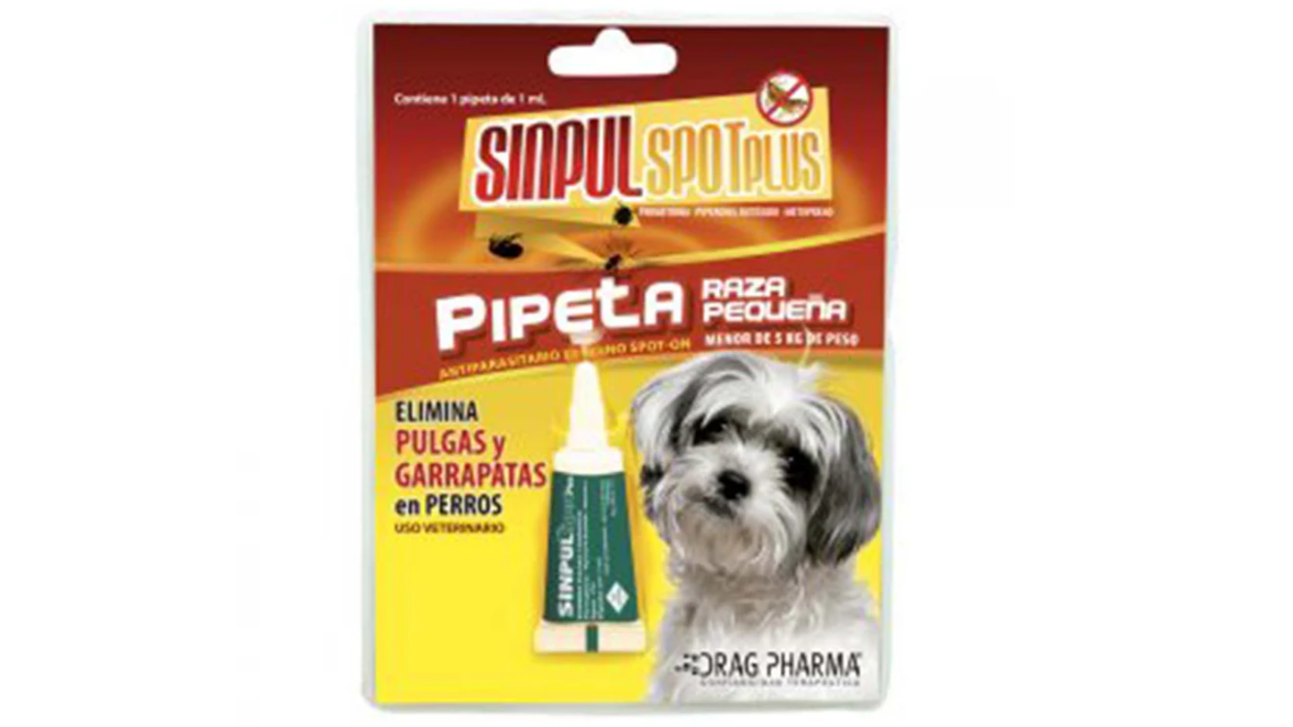 SINPUL SPOTPLUS RAZA PEQUEÑA (MENOR 5 KG) ELIMINA PULGAS Y GARRAPATAS X 1 PIPETA