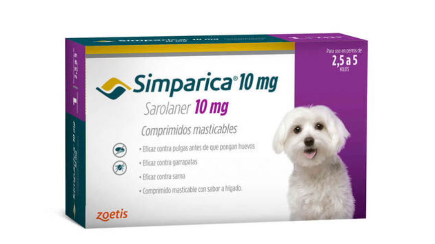 SIMPARICA SAROLANER 10MG 2,5 A 5 KG X 3 COMPRIMIDOS MASTICABLES ZOETIS