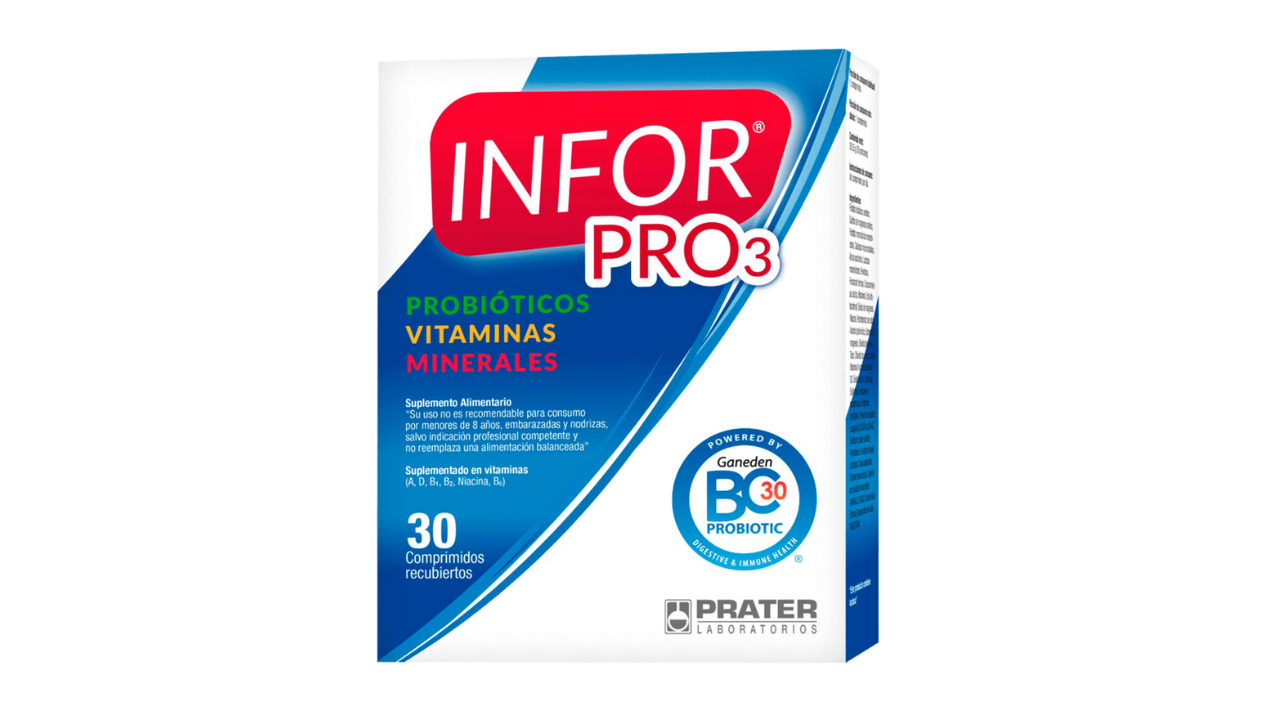 INFOR PRO3 PROBIOTICOS VITAMINAS MINERALES X 30 COMPRIMIDOS RECUBIERTOS 