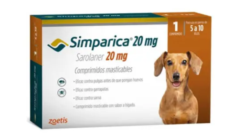 SIMPARICA SAROLANER 20 MG PERROS 5-10 KILOS X 1 COMPRIMIDO MASTICABLE ZOETIS