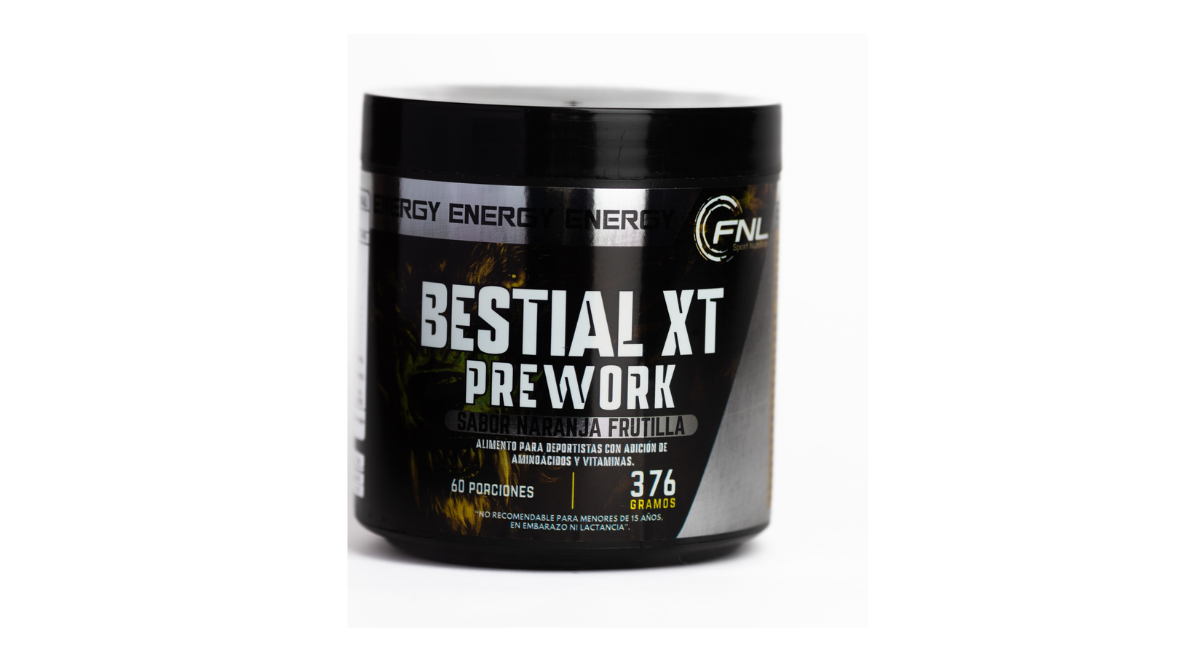 BESTIAL XT PREWORK AMINOACIDOS + VITAMINAS NARANJA FRUTILLA 60 PORCIONES X 376 GRAMOS