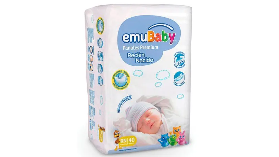 EMUBABY PAÑAL RECIEN NACIDO PREMIUM X 40 UNIDADES 