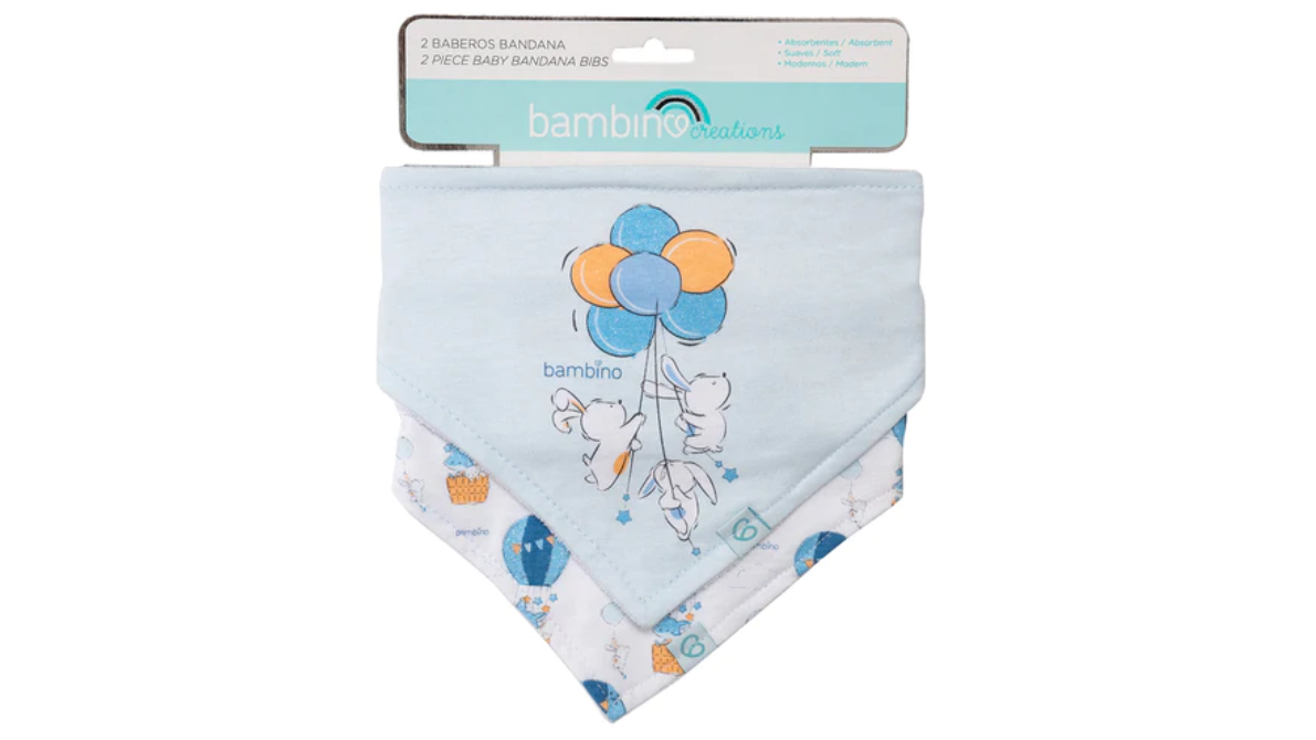 BABEROS BANDANA PARA BEBES 100% ALGODON X 2 UNIDADES