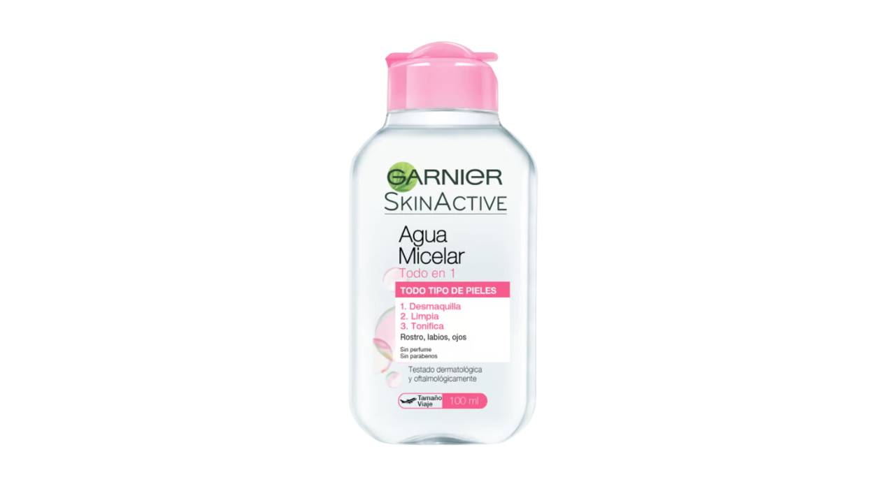 GARNIER AGUA MICELAR DESMAQUILLA TONIFICA LIMPIA FORMATO VIAJE X 100 ML