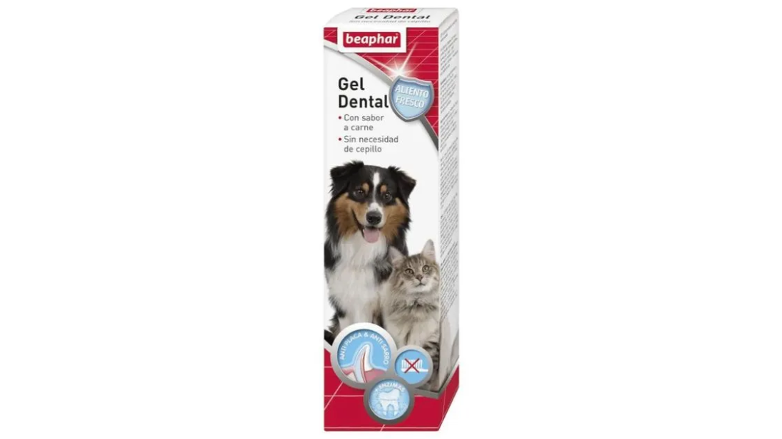 BEAPHAR GEL DENTAL CON SABOR A CARNE ALIENTO FRESCO X 100 GRAMOS