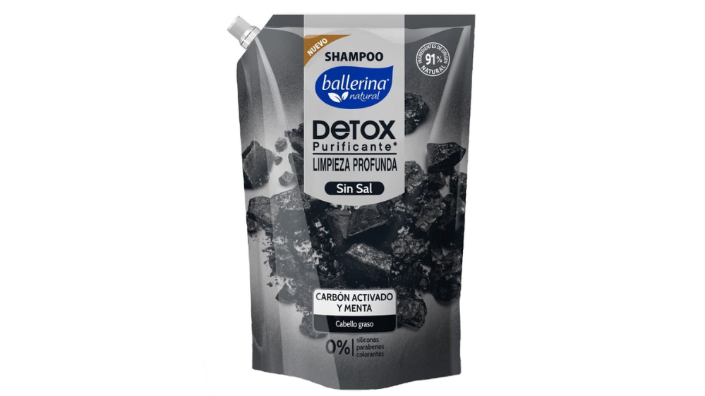 BALLERINA SHAMPOO DETOX CARBON ACTIVADO Y MENTA SIN SAL X 750 ML