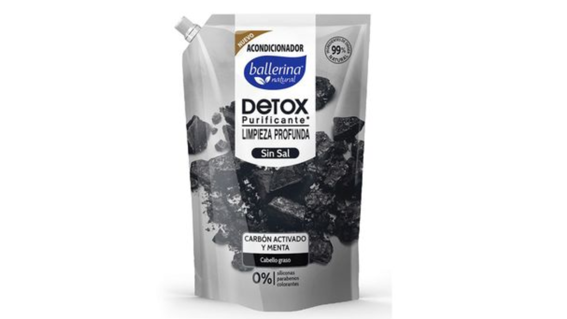 BALLERINA ACONDICIONADOR DETOX CARBON ACTIVADO Y MENTA SIN SAL X 750 ML
