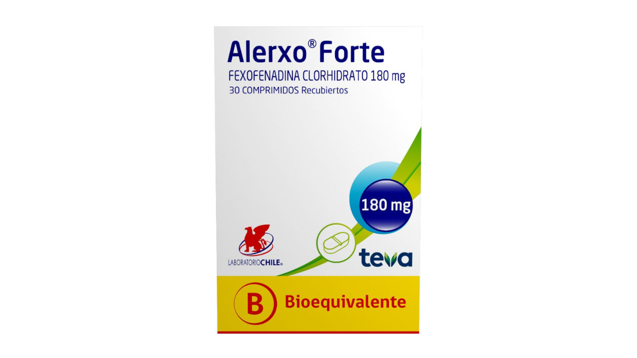 ALERXO FORTE FEXOFENADINA 180MG X 30 COMPRIMIDOS RECUBIERTOS LABORATORIO CHILE