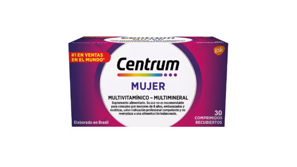 CENTRUM MUJER MULTIVITAMINICO MULTIMINERAL X 30 COMPRIMIDOS RECUBIERTOS GSK
