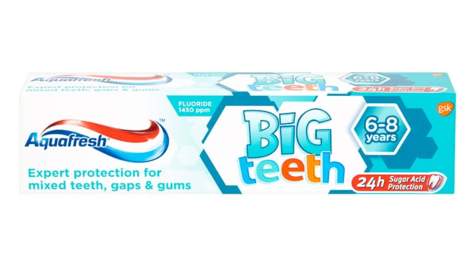 AQUAFRESH BIG TEETH FLUOR 6-8 AÑOS PASTA DENTAL X 75 ML
