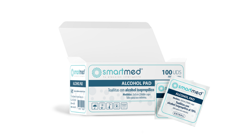 ALCOHOL PAD TOALLITAS CON ALCOHOL ISOPROPILICO AL 70%  X 100 UNIDADES