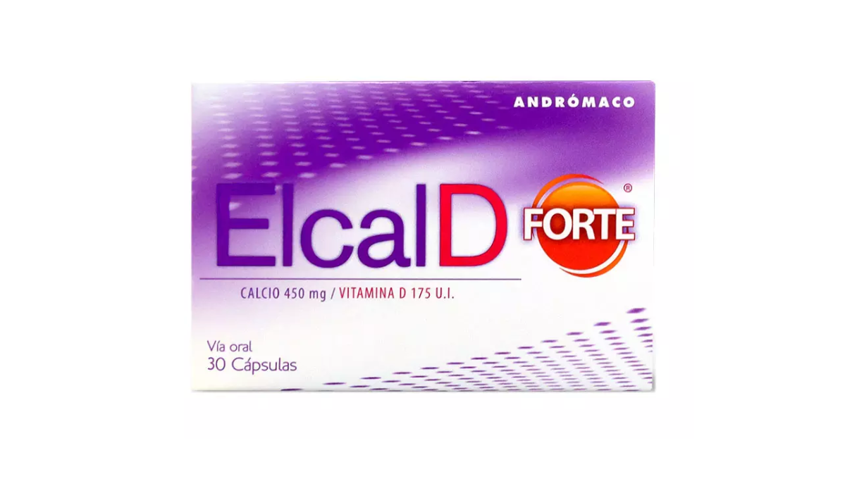 ELCALD FORTE CALCIO + VITAMINA D 450 MG/ 175 UI X 30 CAPSULAS ANDROMACO