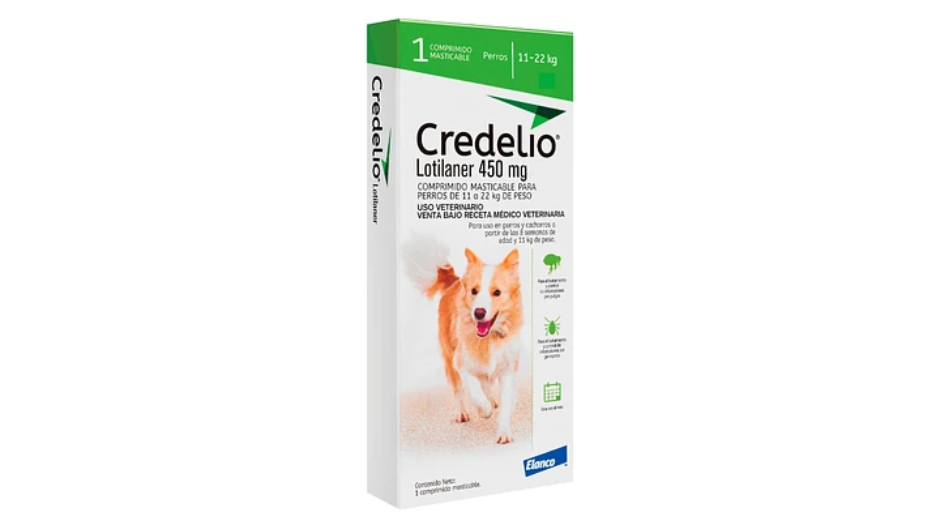 CREDELIO LOTILANER 450 MG ANTIPARASITARIO EXTERNO PERROS 11 - 22 KG X 1 COMPRIMIDO MASTICABLE