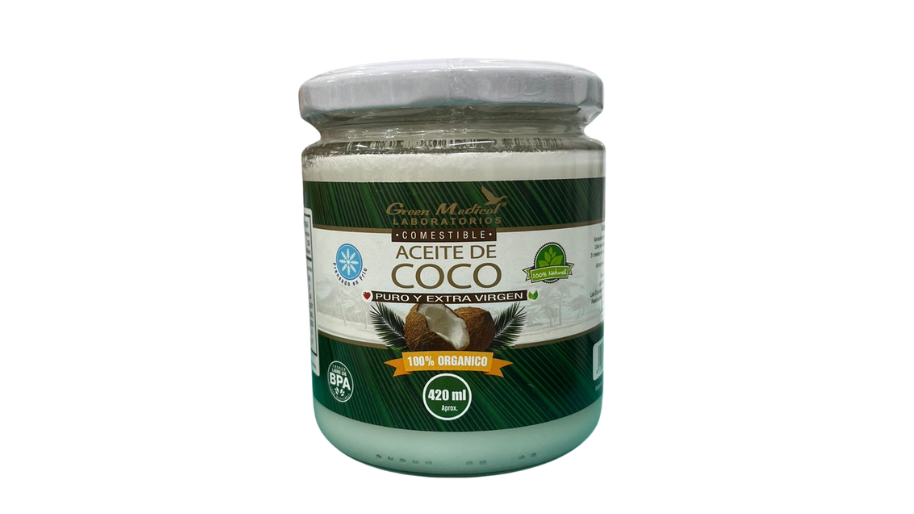 ACEITE DE COCO COMESTIBLE PURO Y EXTRA VIRGEN X 420 ML GREEN MEDICAL