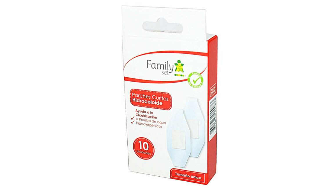 FAMILY SET PARCHES CURITAS HIDROCOLOIDE HIPOALERGENICO X 10 UNIDADES