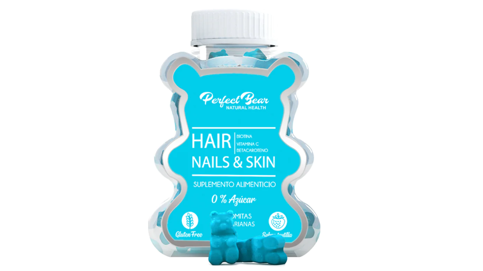 PERFECT BEAR HAIR NAILS & SKIN BIOTINA VITAMINA C BETACAROTENO FRUTILLA X 60 GOMITAS VEGANAS 
