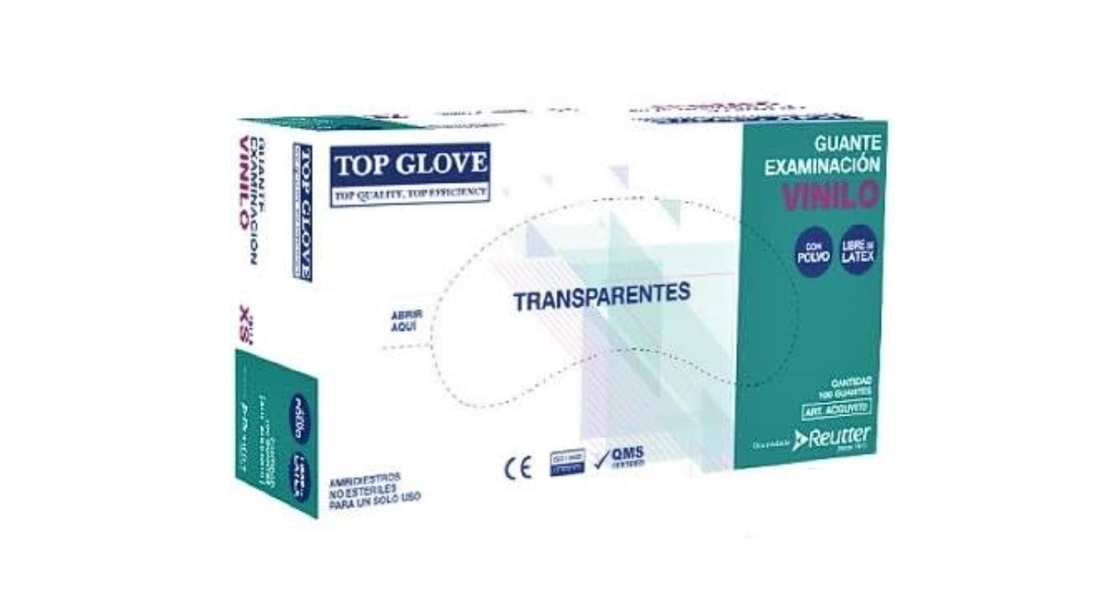 REUTTER GUANTE EXAMINACION VINILO TRANSPARENTES TALLA S X 100 GUANTES