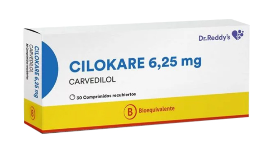 CILOKARE 6,25 MG CARVEDILOL X 30 COMPRIMIDOS RECUBIERTOS DR.REDDYS