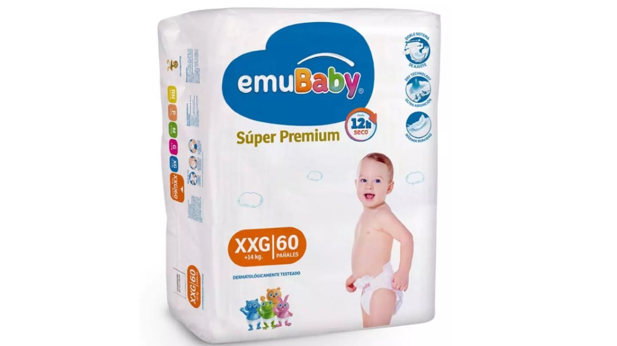 EMUBABY SUPER PREMIUM PAÑAL XXG X 60 PAÑALES