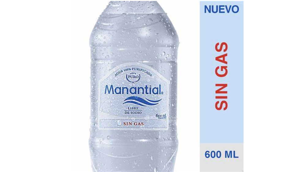 MANANTIAL AGUA 100% PURIFICADA SIN GAS LIBRE DE SODIO X 600 ML