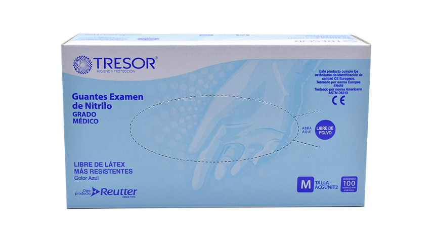 TRESOR GUANTE EXAMEN DE NITRILO TALLA M X 100 UNIDADES