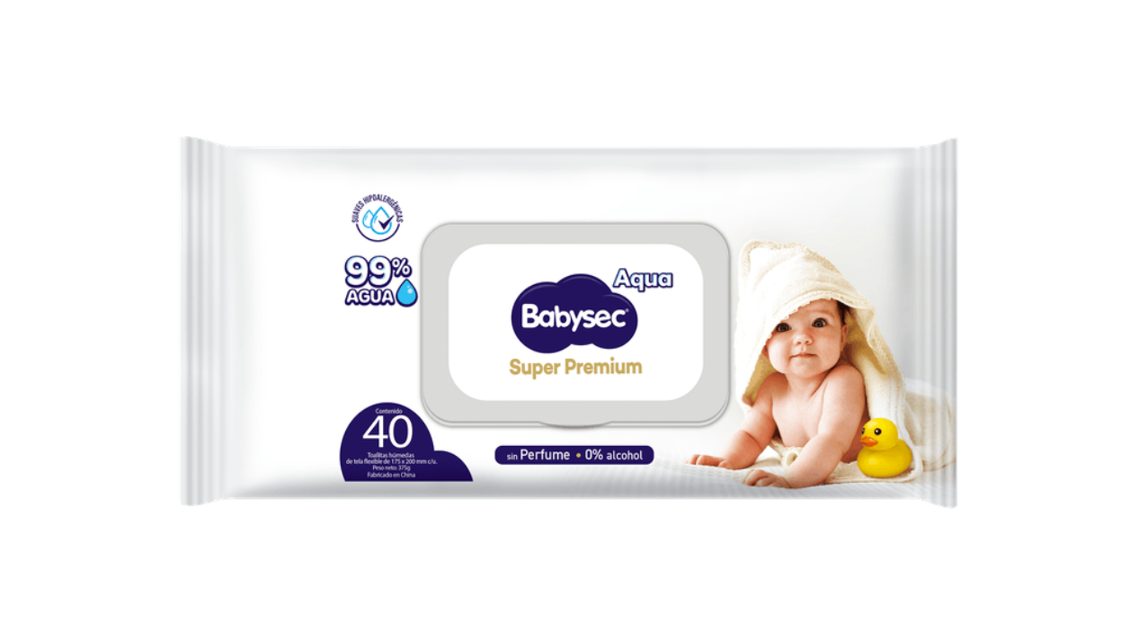 BABYSEC TOALLAS HUMEDAS SUPER PREMIUM 99% AGUA 0 ALCOHOL HIPOALERGENICAS X 40 TOALLITAS