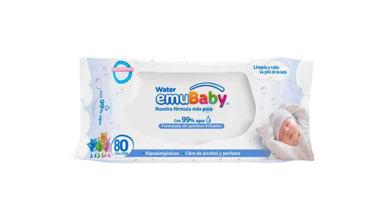 EMUBABY TOALLAS HUMEDAS 99% AGUA HIPOALERGENICA LIBRE DE ALCOHOL Y PERFUME X 80 TOALLITAS