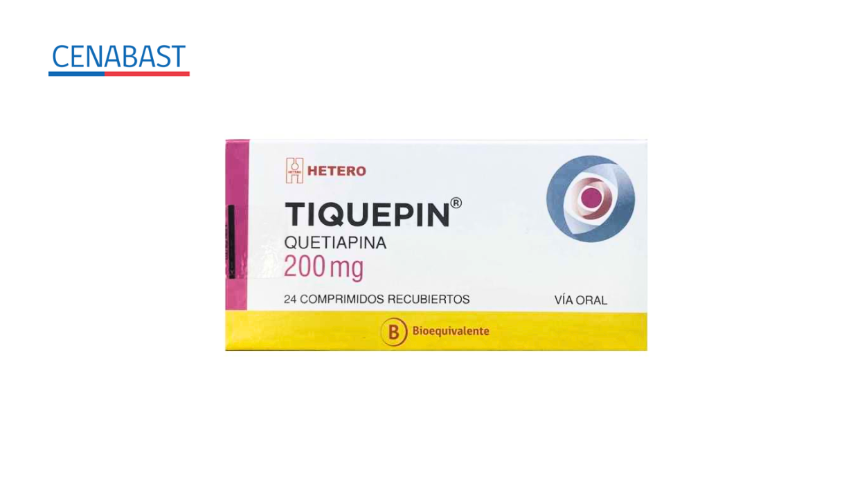 TIQUEPIN QUETIAPINA 200 MG X 24 COMPRIMIDOS RECUBIERTOS [CENABAST]