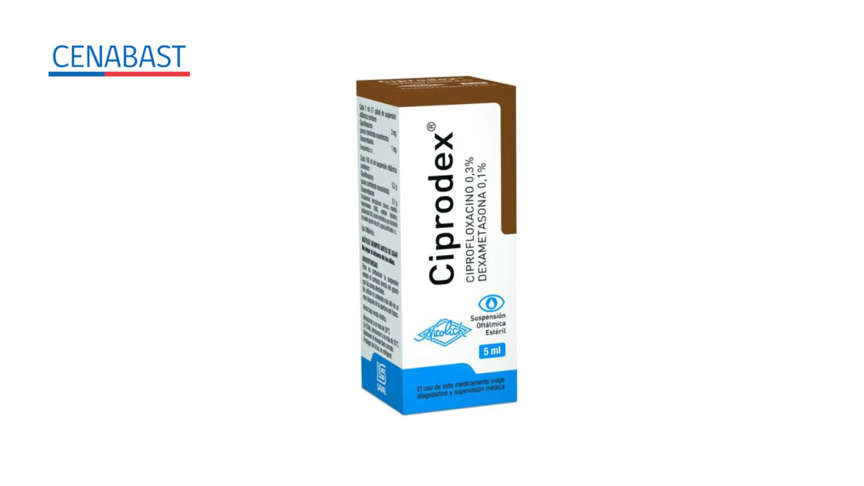 CIPRODEX CIPROFLOXACINO + DEXAMETASONA 0,3% / 0,1% SUSPENSION OFTALMICA X 5 ML [CENABAST]