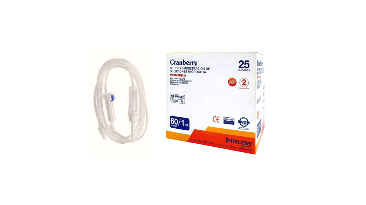 CRANBERRY SET DE ADMINISTRACION DE SOLUCIONES MICROGOTA PEDIATRICO CON TOMA DE AIRE 60 GOTAS/1 ML UNIDAD