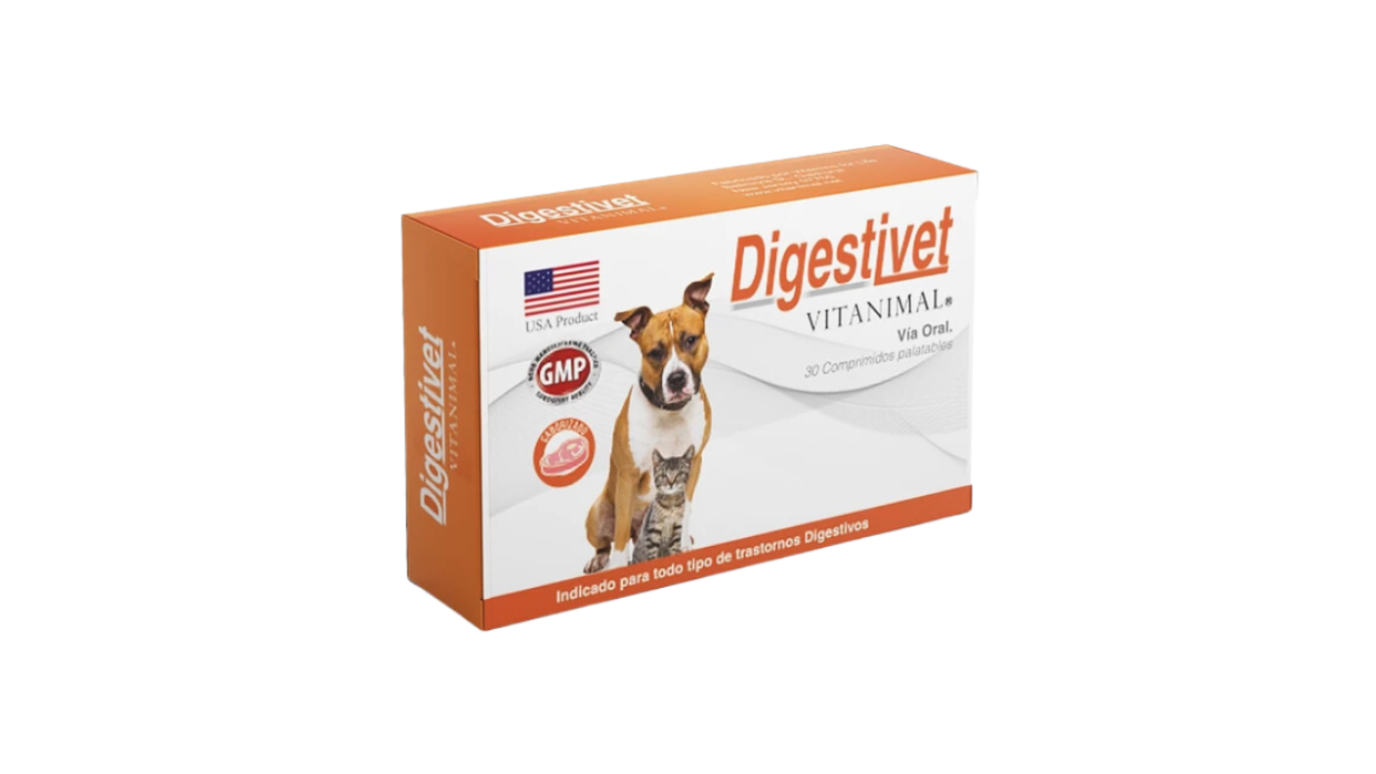 DIGESTIVET VITANIMAL SUPLEMENTO NUTRICIONAL CANINOS Y FELINOS TRASTORNOS DIGESTIVOS X 30 COMPRIMIDOS PALATABLES