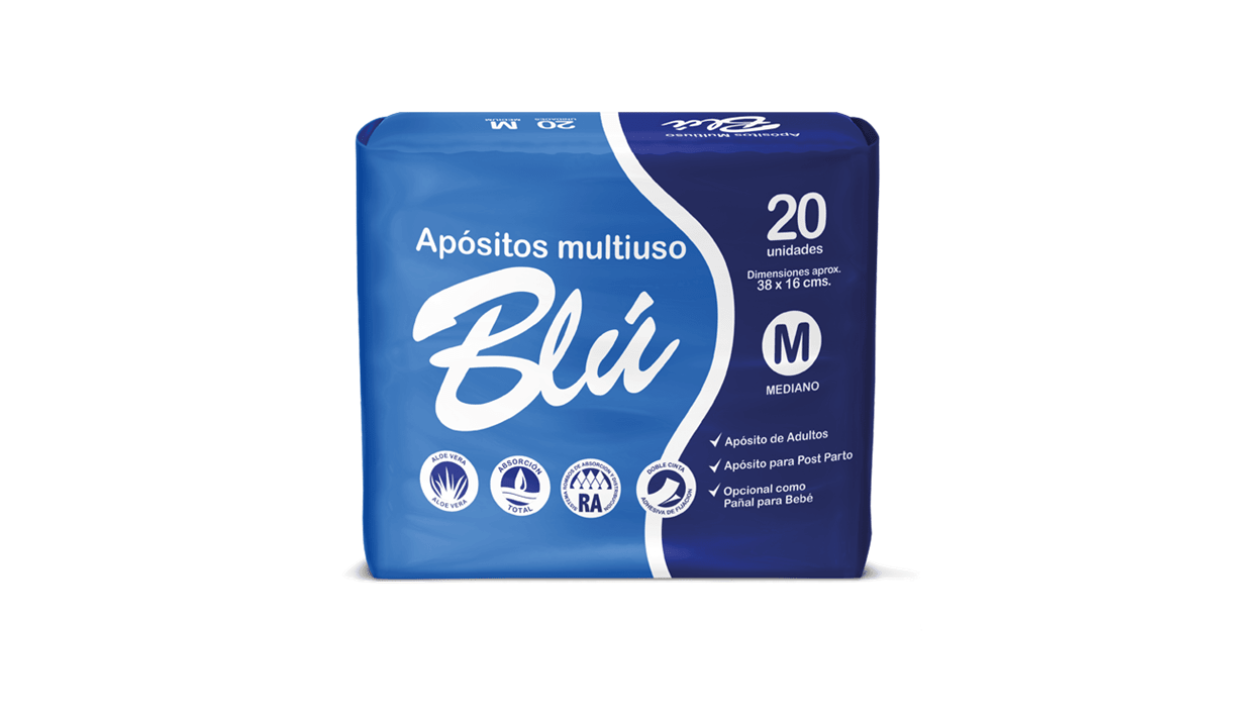 BLU APOSITO MULTIUSO ALOE VERA DOBLE CINTA ADHESIVA MEDIANO 38 X 16 CM X 20 UNIDADES