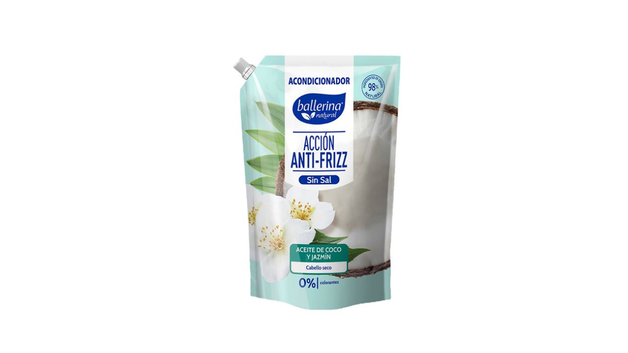 BALLERINA ACONDICIONADOR ACCION PURIFICANTE SIN SAL ACEITE DE COCO Y JAZMIN CABELLO SECO X 750 ML