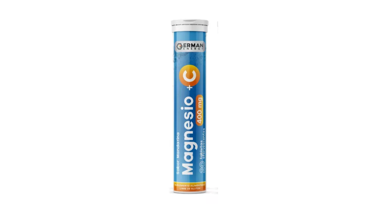 MAGNESIO + VITAMINA C 400 MG SABOR MANDARINA X 20 TABLETAS EFERVESCENTES GERMAN ENERGY