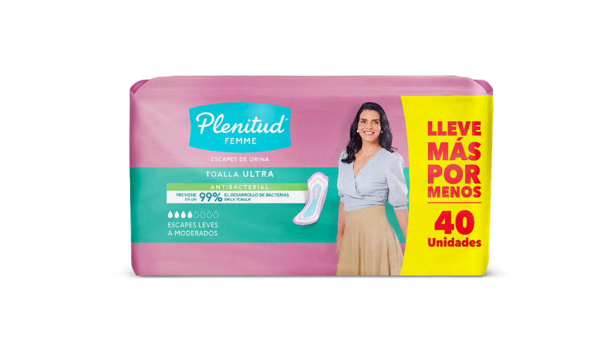 PLENITUD FEMME ESCAPES DE ORINA TOALLA ULTRA ANTIBACTERIAL LEVE A MODERADO X 40 UNIDADES