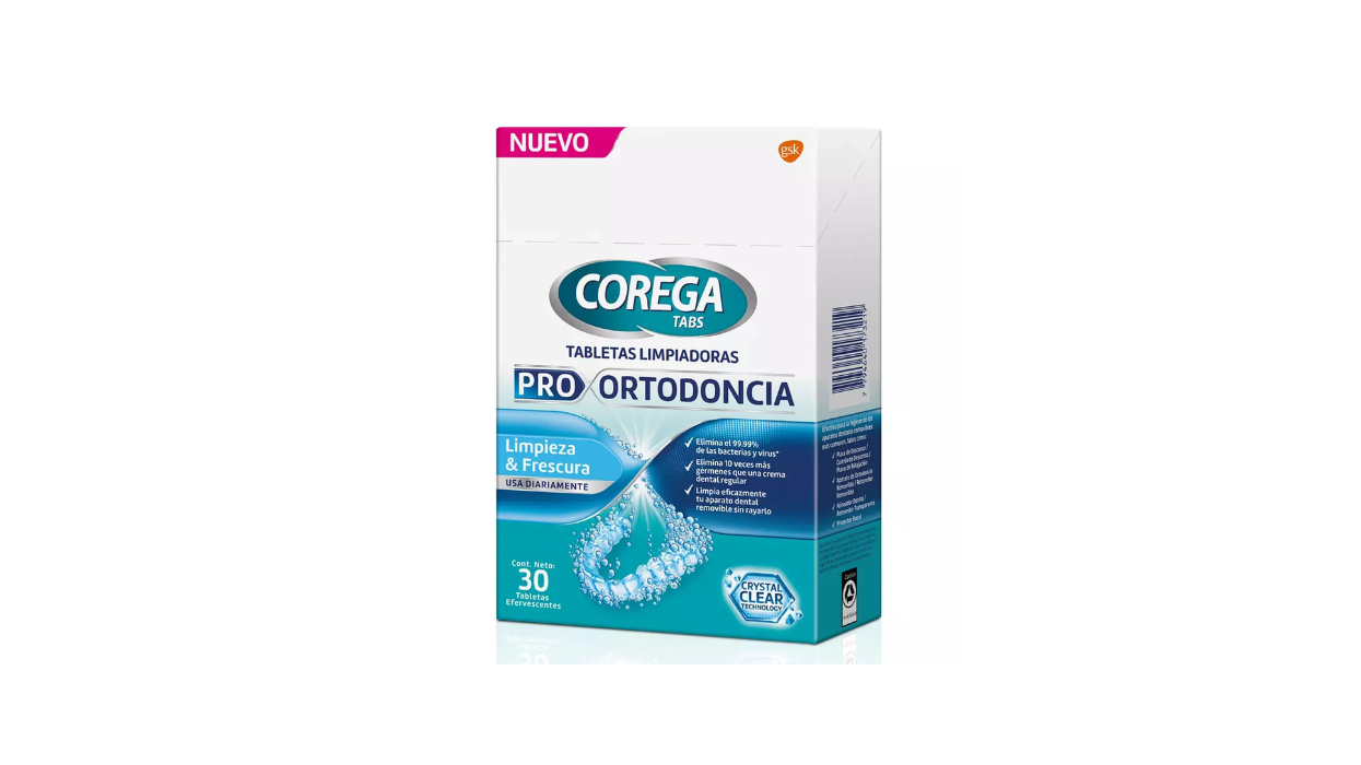 COREGA TABS TABLETAS LIMPIADORAS PRO ORTODONCIA LIMPIEZA Y FRESCURA X 30 TABLETAS EFERVESCENTES GSK