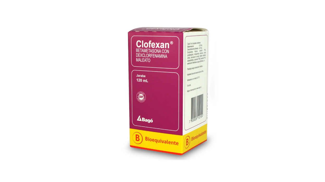 CLOFEXAN BETAMETASONA + DEXCLORFENAMINA 0,25/2 MG / 5 ML X 120 ML JARABE BAGO