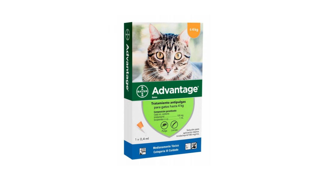 ELANCO ADVANTAGE GATOS TRATAMIENTO ANTIPULGAS PARA GATOS < 4 KG IMIDACLOPRID 100 MG X 1 PIPETA