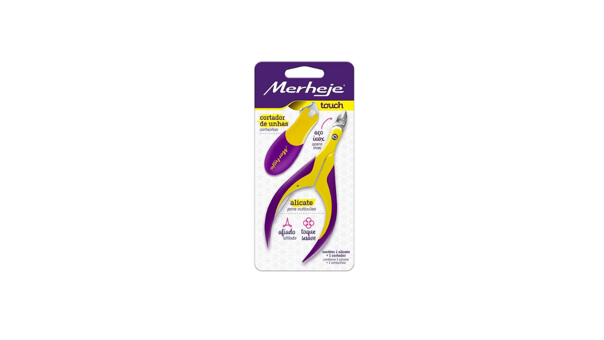 MERHEJE TOUCH SUPER ALICATE PARA CUTICULAS + CORTADOR DE UÑAS