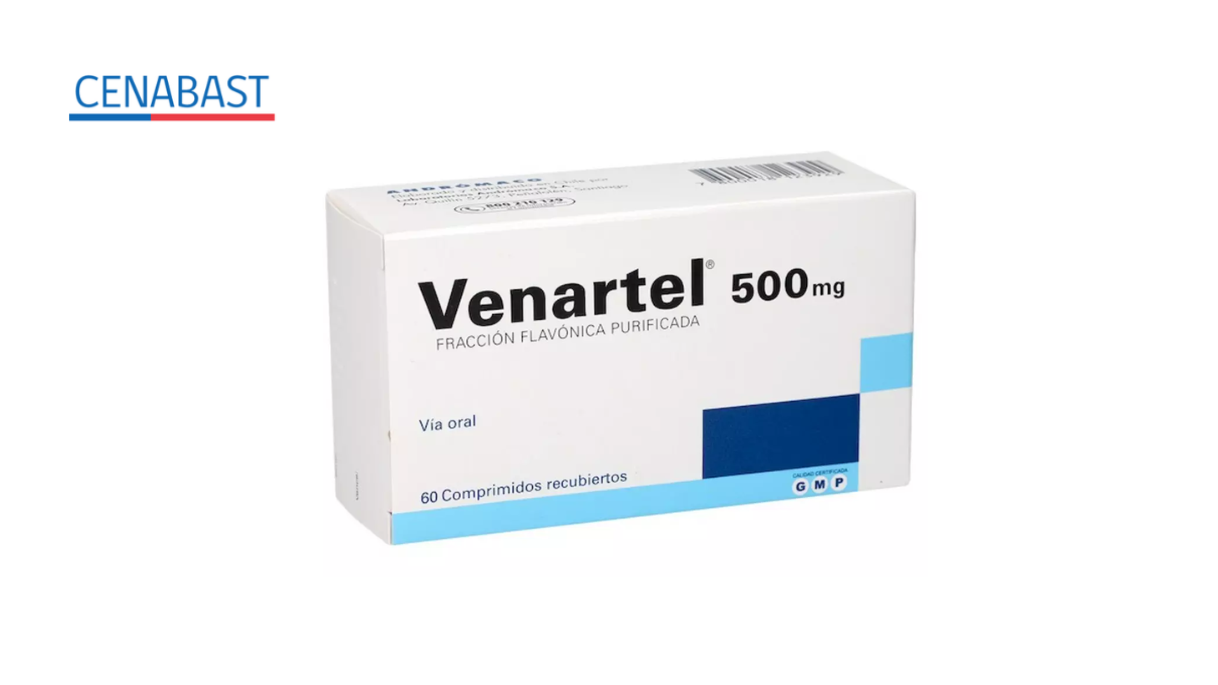 VENARTEL FRACCION FLAVONICA PURIFICADA 500 MG DIOSMINA HESPERIDINA X 60 COMPRIMIDOS RECUBIERTOS [CENABAST]