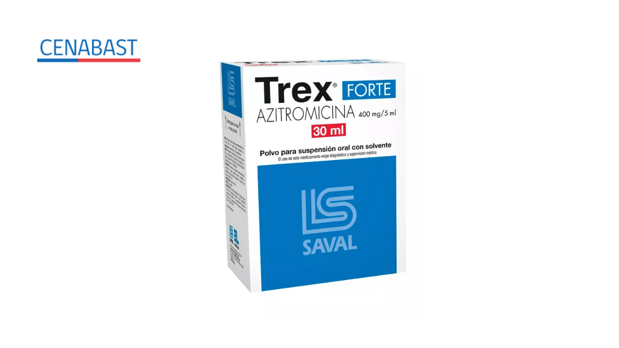 TREX FORTE AZITROMICINA 400 MG / 5 ML POLVO PARA SUSPENSION ORAL X 30 ML [CENABAST]