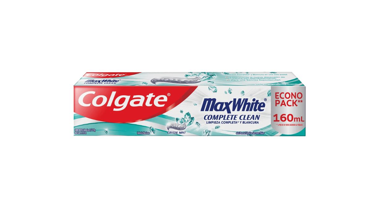 COLGATE MAX WHITE COMPLETE CLEAN PASTA DENTAL BLANCURA X 160 ML