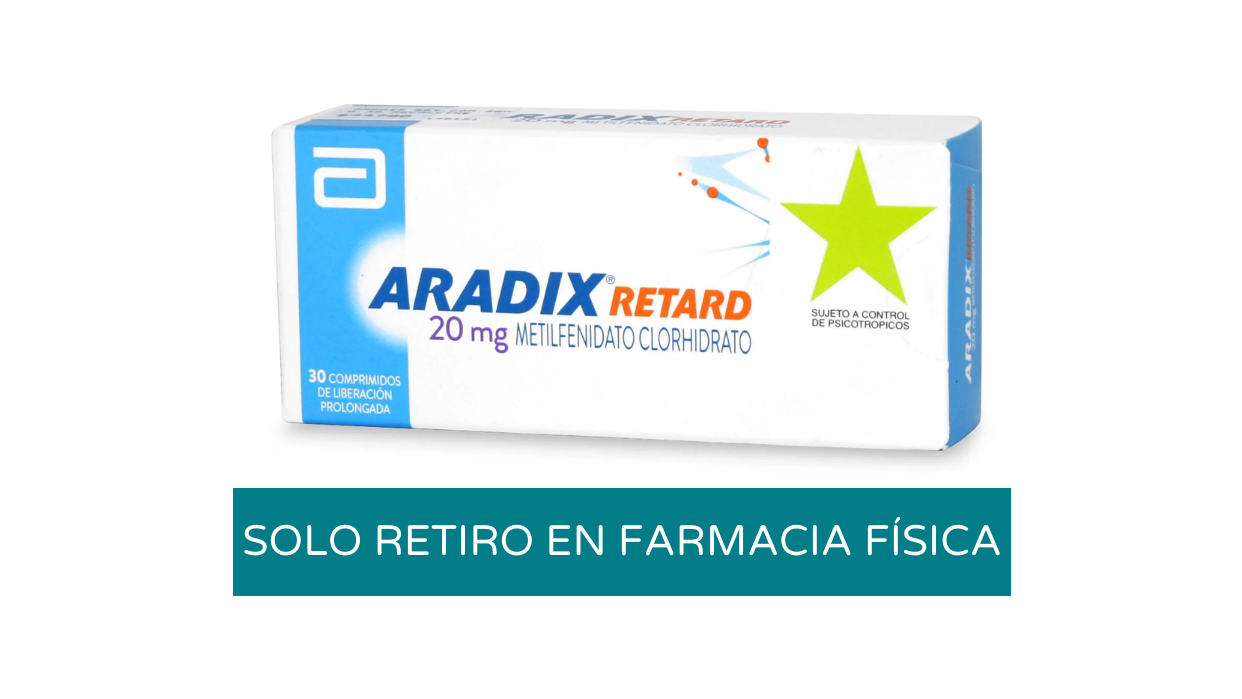 ARADIX RETARD METILFENIDATO CLORHIDRATO 20 MG X 30 COMPRIMIDOS DE LIBERACION PROLONGADA