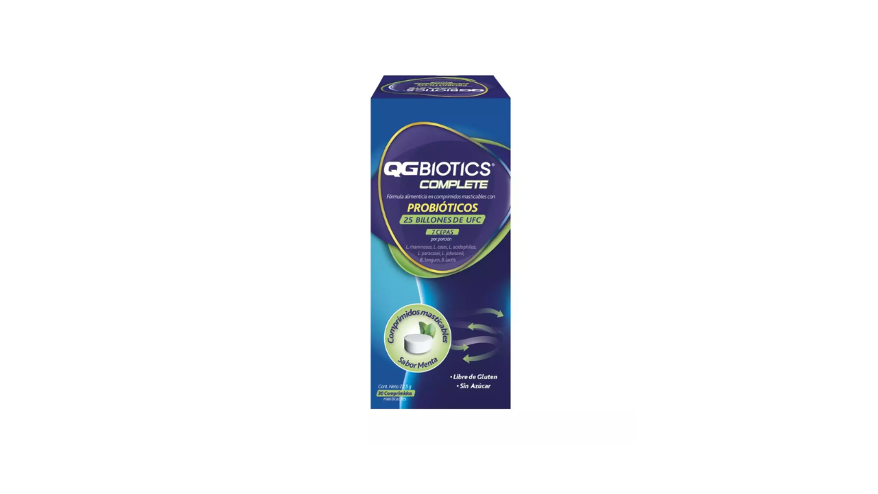 QG BIOTICS COMPLETE PROBIOTICOS 7 CEPAS SABOR MENTA X 30 COMPRIMIDOS MASTICABLES