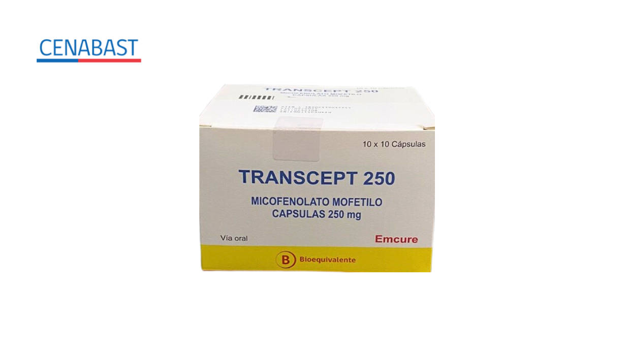 TRANSCEPT MICOFENOLATO MOFETILO 250 MG X 100 CAPSULAS [CENABAST]
