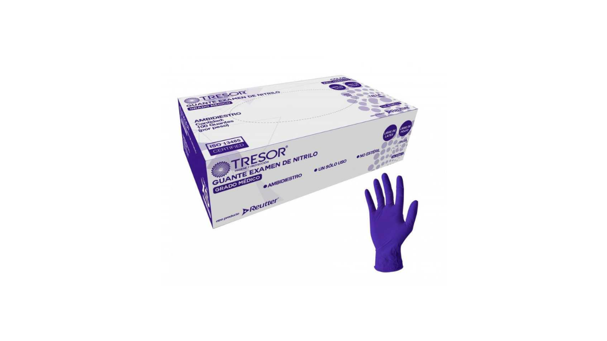 GUANTE EXAMEN DE NITRILO GRADO MEDICO TALLA M X 100 GUANTES