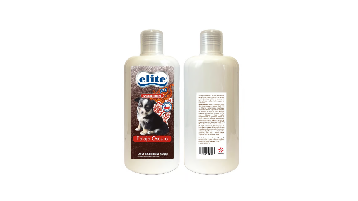 ELITE PET SHAMPOO HENNA PELAJE OSCURO USO EXTERNO X 400 ML