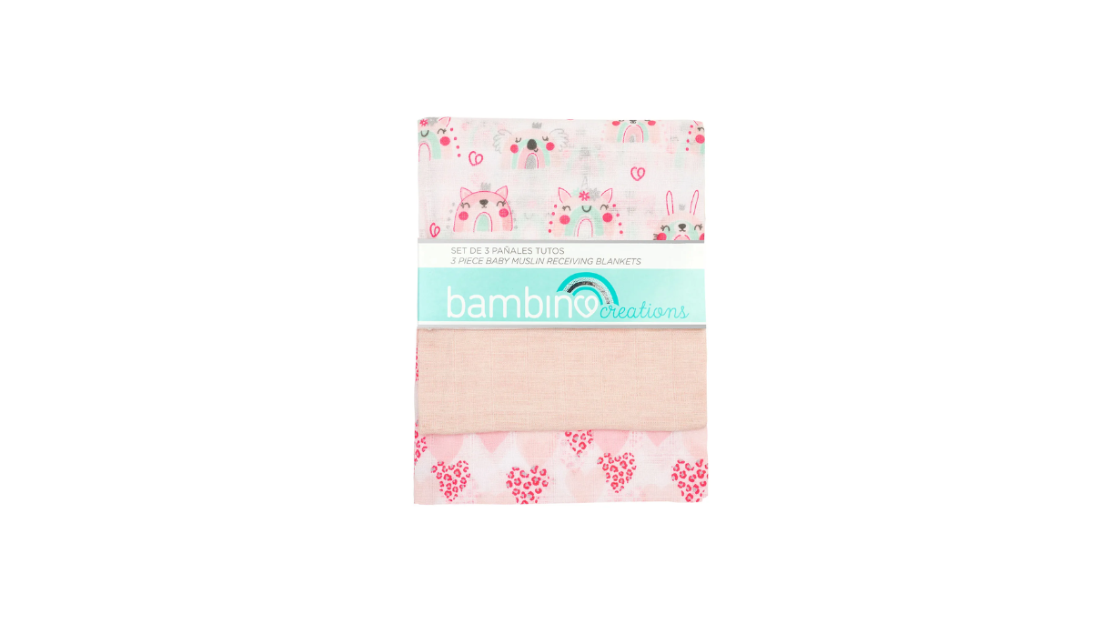 BAMBINO CREATIONS TUTOS PAÑALES DE TELA ROSADO X 3 UNIDADES