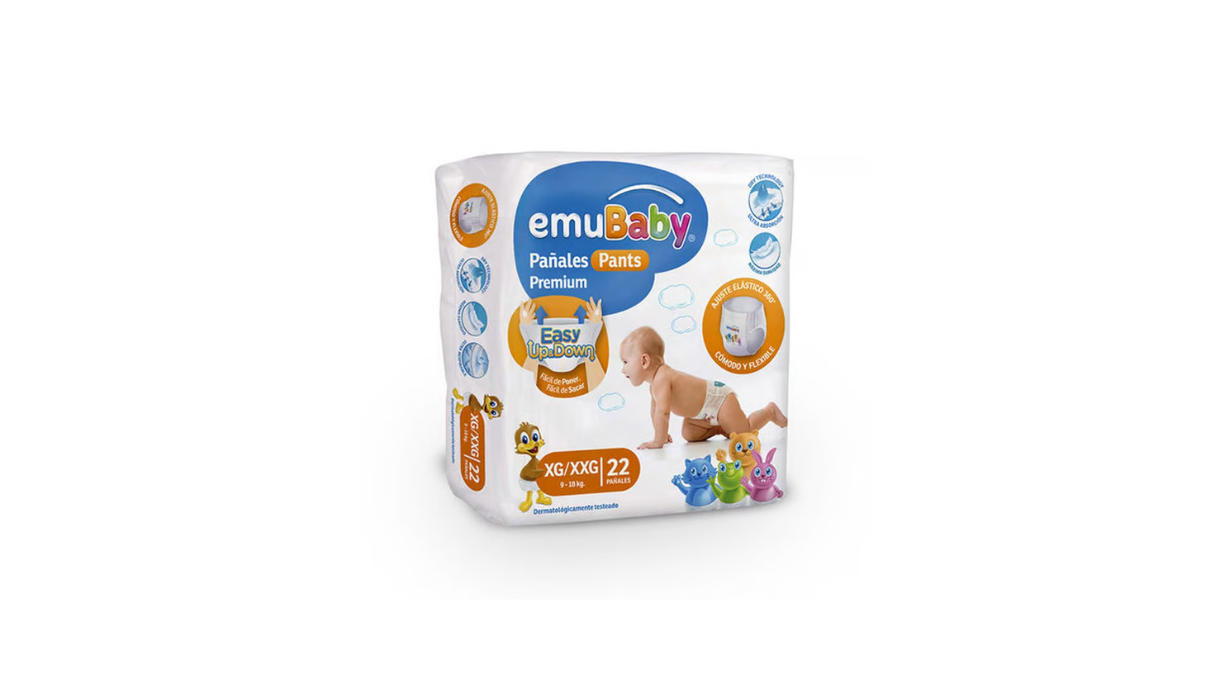 EMUBABY PAÑALES PANTS FACIL DE PONER XG/XXG X 22 PAÑALES